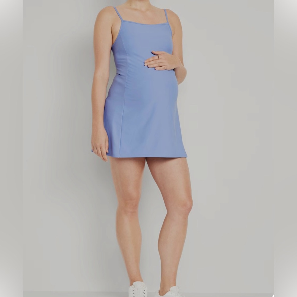 Light Blue Maternity Powersoft Dress with Skort